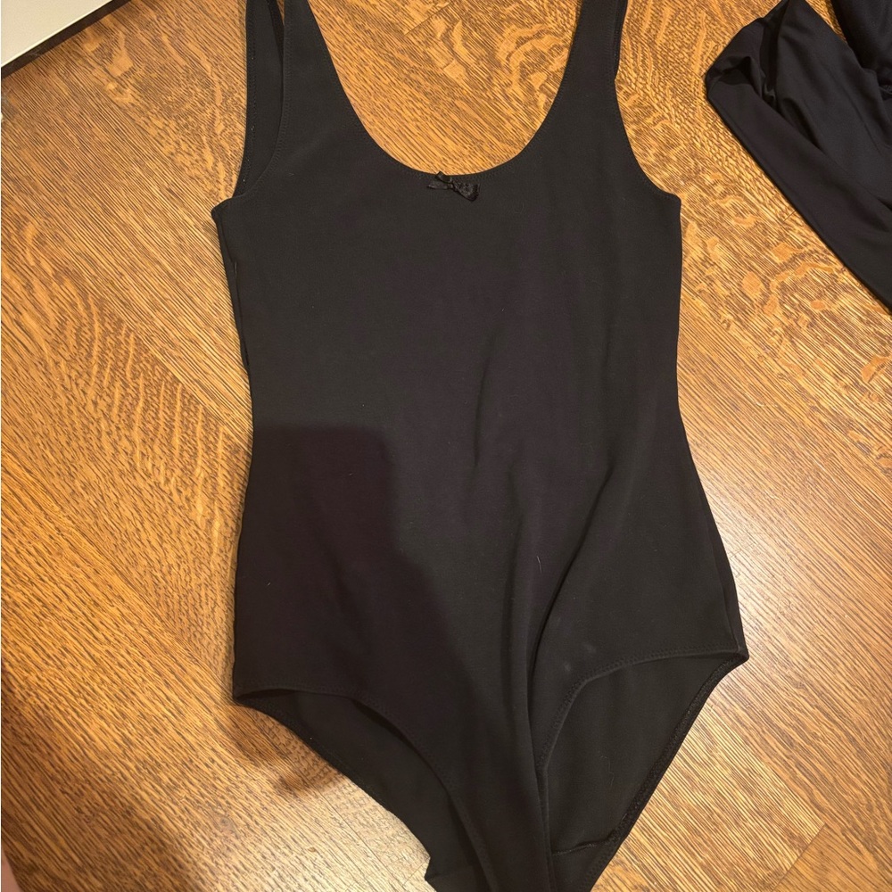 Aritzia black bodysuit bow detail